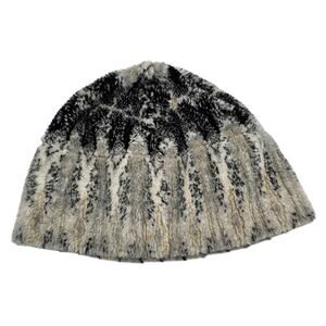 Zepla Womens Winter Beanie Hat Faux Leather Vintage Gray Ski Hat